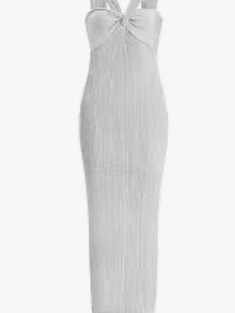❤️NEW Zac Posen Silver Ribbed Gown with Twist Front